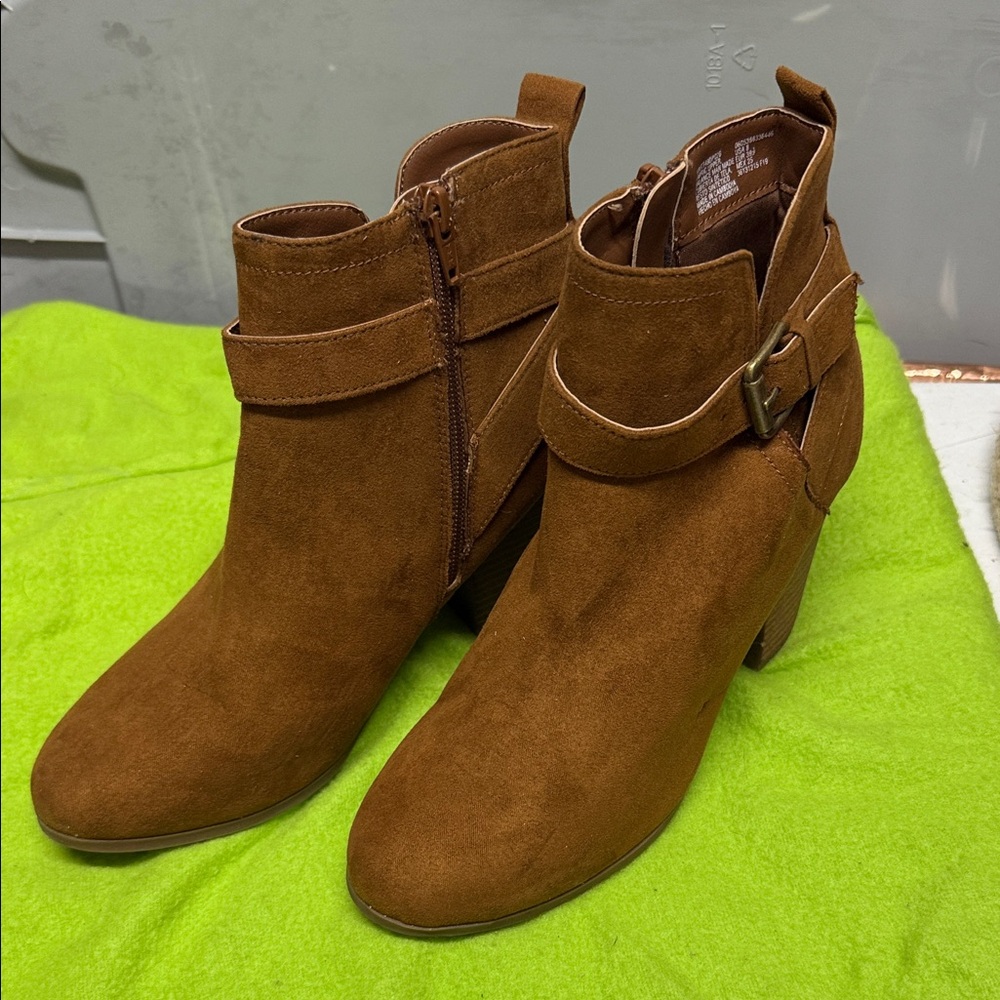 Time and Tru Suede Ankle Boots in Chestnut Brown